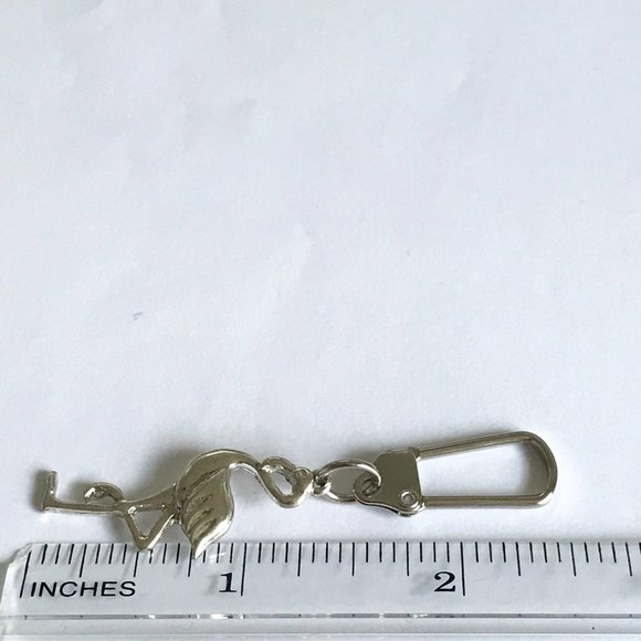 Flamingo Bird Zipper Pull Clip On Purse Charm Backpack Silver Plated Island - Picture 9 of 9